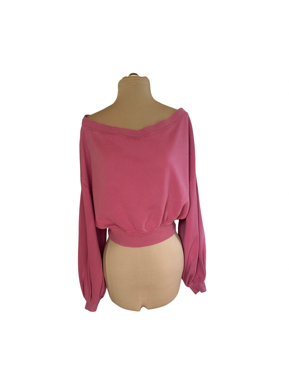 Out From Under Urban Outfitters Pink Off-Shoulder Cropped Sweatshirt - Size M